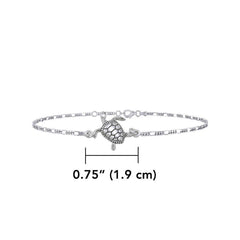 Turtle T Sterling Silver Anklet TBG380 - DiveSilver Jewelry
