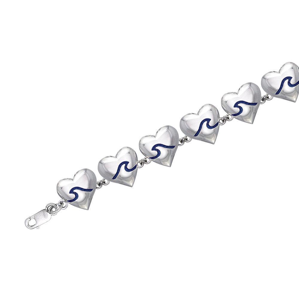 Wave In Heart Link Bracelet TBL016 - Bracelets