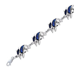 Twin Dolphins Sterling Silver Link Bracelet TBL078 - Bracelets