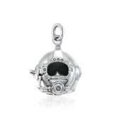 3 Dimensional Diving Helmet Sterling Silver Charm - DiveSilver Jewelry