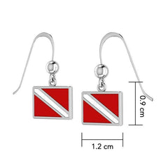 Divers Down Flag Sterling Silver Hook Earring TE2028 - DiveSilver Jewelry