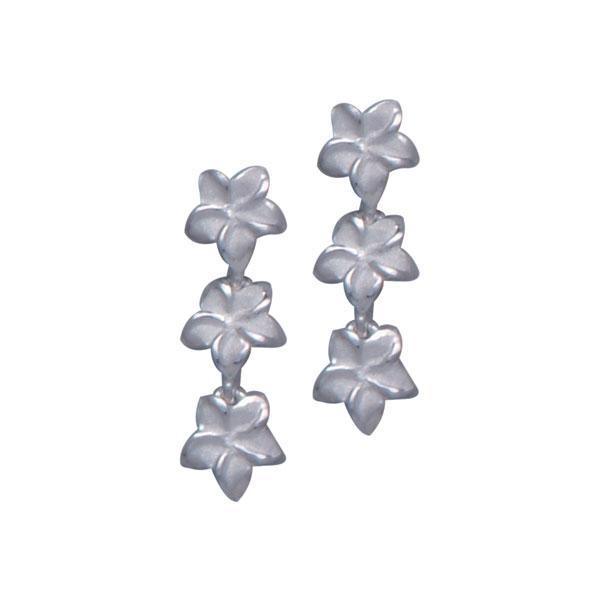 Plumeria - Hawaii National Flower Silver Post Earrings - DiveSilver Jewelry
