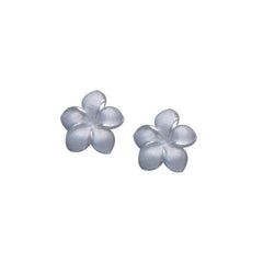 Plumeria - Hawaii National Flower Silver Post Earrings - DiveSilver Jewelry