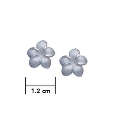 Plumeria - Hawaii National Flower Silver Post Earrings - DiveSilver Jewelry