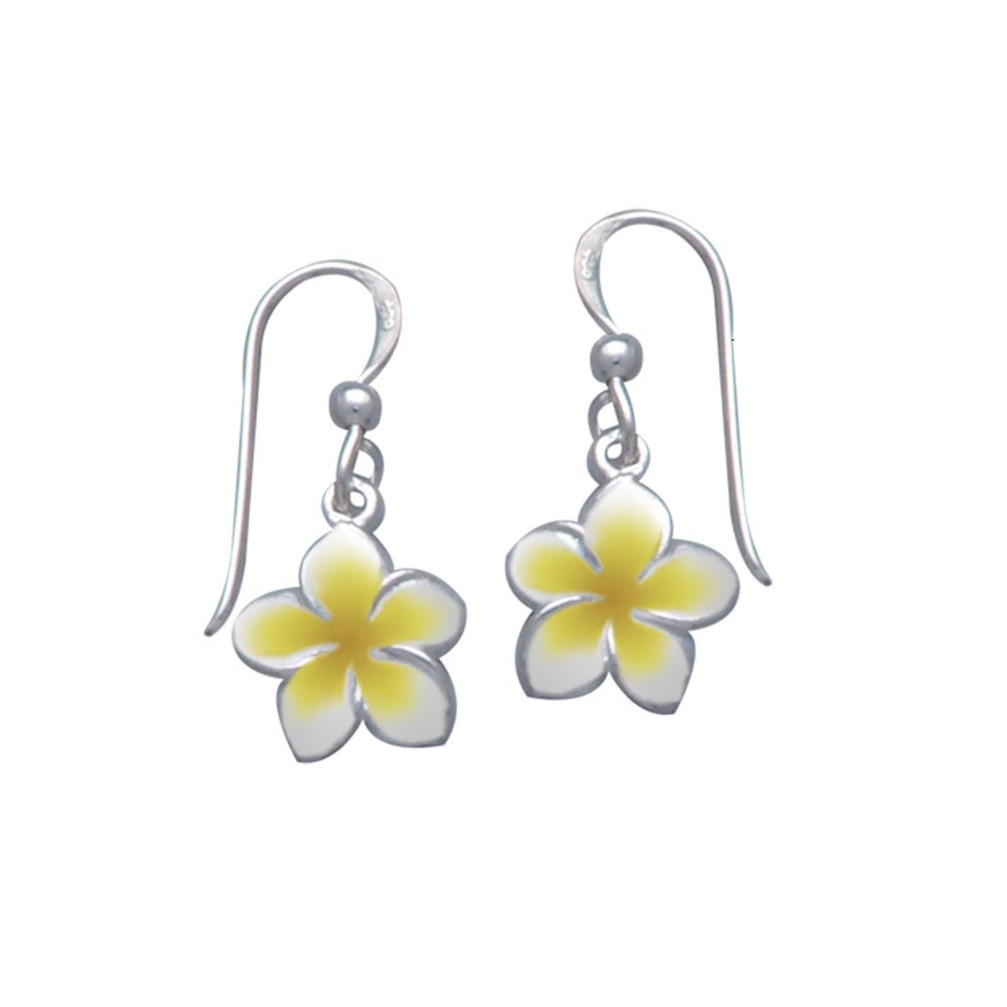 Plumeria - Hawaii National Flower Silver Earrings - DiveSilver Jewelry