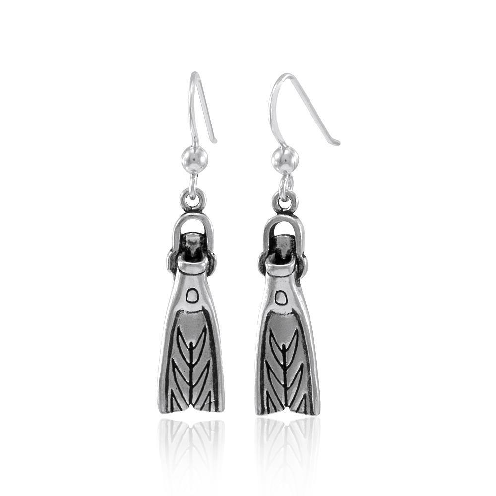 Sport Diver Swim Fin Sterling Silver Earring TE2576 - Earrings