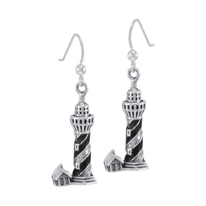 Nordic Sea Lighthouse T Sterling Silver Hook Earring TE2824 - Earrings