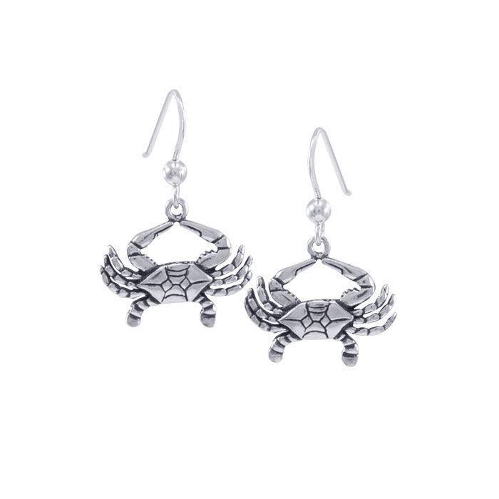 Blue Crab Hook Earrings TE490 - DiveSilver Jewelry
