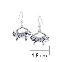 Blue Crab Hook Earrings TE490 - DiveSilver Jewelry