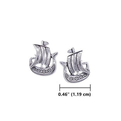 Nordic Ship Sterling Silver Post Earrings TE842 - DiveSilver Jewelry