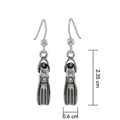 Dive Fin Sterling Silver Hook Earring TE967 - DiveSilver Jewelry