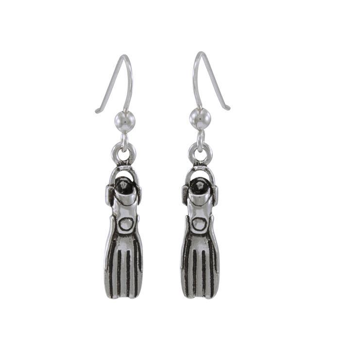 Dive Fin Sterling Silver Hook Earring TE967 - Earrings