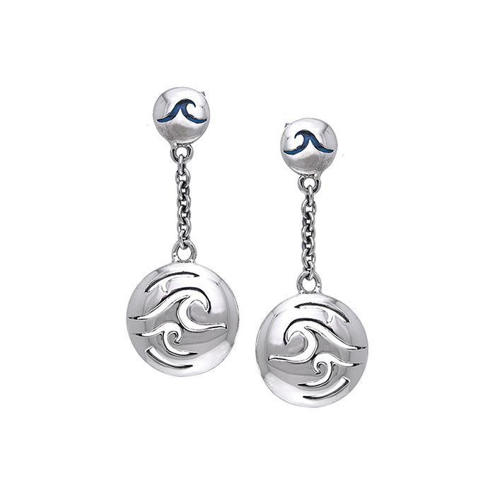 North Shore Surf Double wave Wave Post Earrings TER026 - Earrings