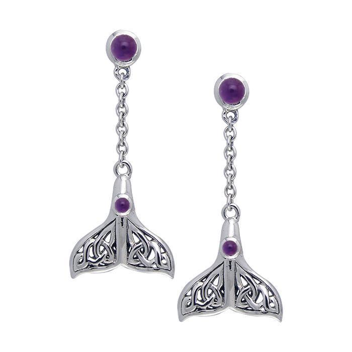 Celtic Whale Tail Sterling Silver Post Earring TER027 - Earrings