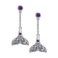 Celtic Whale Tail Sterling Silver Post Earring TER027 - Earrings