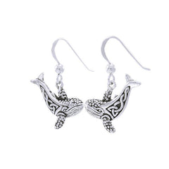 Celtic Humpback Whale Sterling Silver Hook Earring TER034 - Earrings