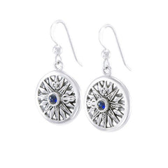 Compass Rose with Gemstone Sterling Silver Hook Earring TER035 - Earrings