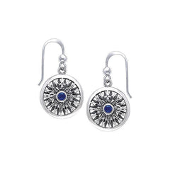 Compass Rose with Gemstone Sterling Silver Hook Earring TER035 - Earrings