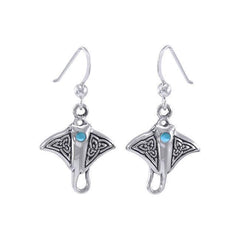 Celtic Manta Ray Sterling Silver Hook Earring TER037 - DiveSilver Jewelry