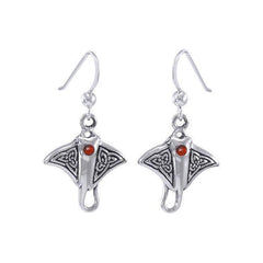 Celtic Manta Ray Sterling Silver Hook Earring TER037 - DiveSilver Jewelry