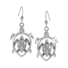 Loffwehead Sea Turtle Sterling Silver Hook Earring TER1118 - Earrings