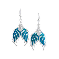 Mermaid Tail with Enamel Sterling Silver Earring TER1646 - Earrings