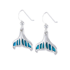 Whale Tail with Enamel Sterling Silver Earring TER1648 - Earrings