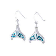 Whale Tail with Enamel Sterling Silver Earring TER1649 - Earrings