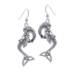 Mermaid Goddess with Trinity Knot Sterling Silver Earrings TER1662 - Earrings