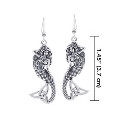 Lovely Mermaid Goddess with Trinity Knot Silver Earrings TER1663 - Earrings