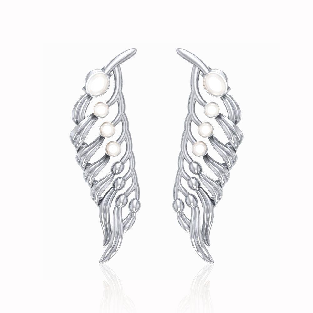 Giant Kelp Sterling Silver Earrings with Pearl TER1675 - Earrings