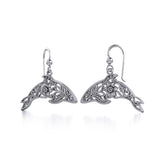 The joy of the gentle giants ~ Sterling Silver Dolphin Filigree Hook Earrings Jewelry TER1704 - Earrings