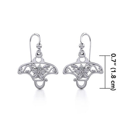Go with the flow ~ Sterling Silver Manta Ray Filigree Hook Earrings Jewelry TER1705 -