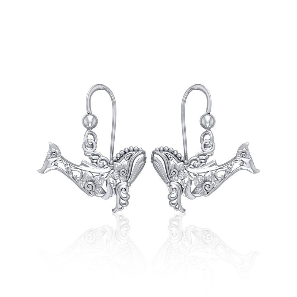 Tranquil guardians of the sea Sterling Silver Whale Filigree Hook Earrings Jewelry TER1711 - Earrings