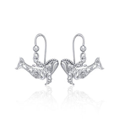 Tranquil guardians of the sea Sterling Silver Whale Filigree Hook Earrings Jewelry TER1711 - Earrings