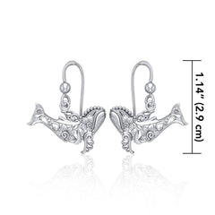 Tranquil guardians of the sea Sterling Silver Whale Filigree Hook Earrings Jewelry TER1711 - Earrings