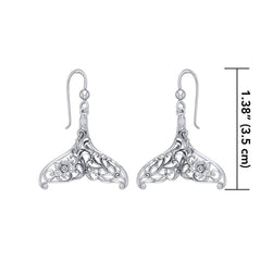 To live in solitude Sterling Silver Whale Tail Filigree Hook Earrings Jewelry TER1712 - Earrings
