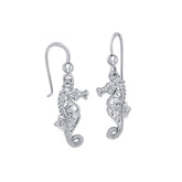 Most precious jewel of the ocean Sterling Silver Seahorse Filigree Hook Earrings Jewelry TER1714 - Earrings
