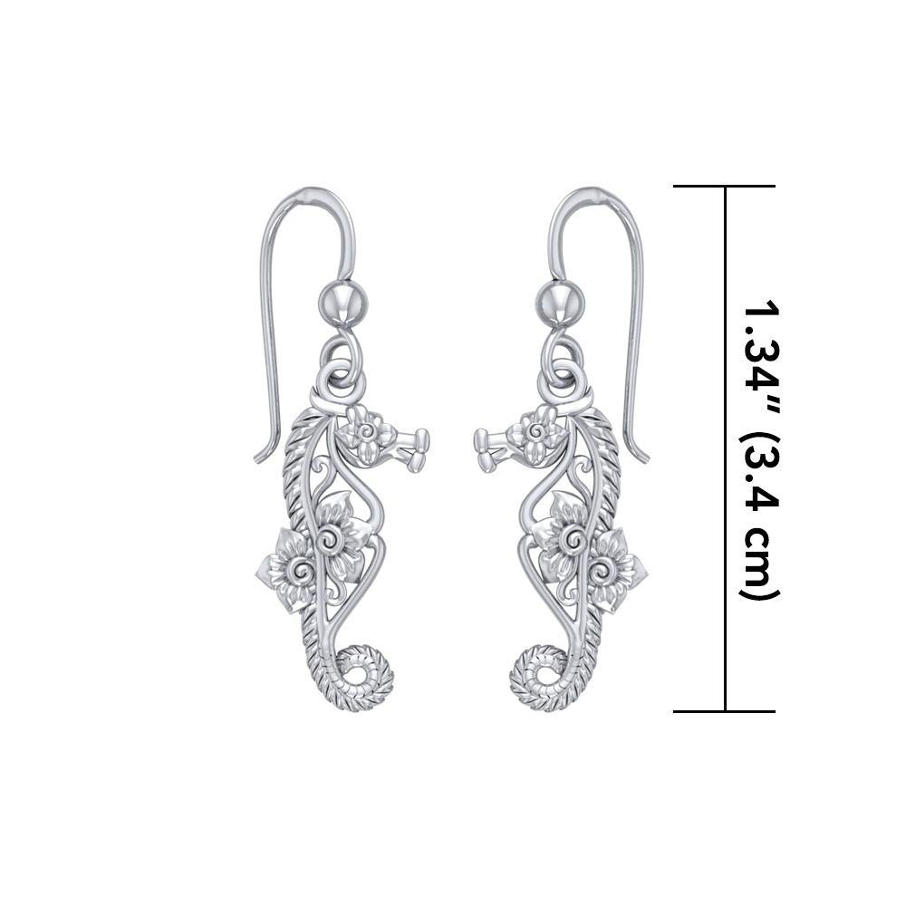 Most precious jewel of the ocean Sterling Silver Seahorse Filigree Hook Earrings Jewelry TER1714 - Earrings