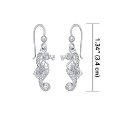 Most precious jewel of the ocean Sterling Silver Seahorse Filigree Hook Earrings Jewelry TER1714 - Earrings