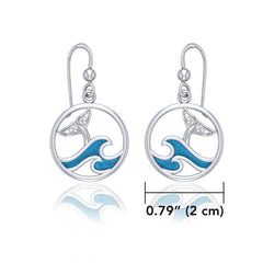 Sterling Silver Round Celtic Whale Tail Earrings with Enamel Wave TER1727 - Earrings