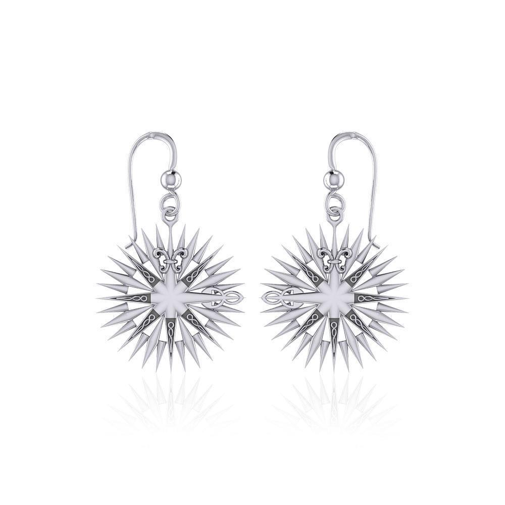 Wonderful Celtic Compass Rose Silver Earrings TER1765 - Earrings