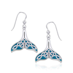 Celtic Whale Tail Silver Earrings with Enamel TER1931 - Earrings