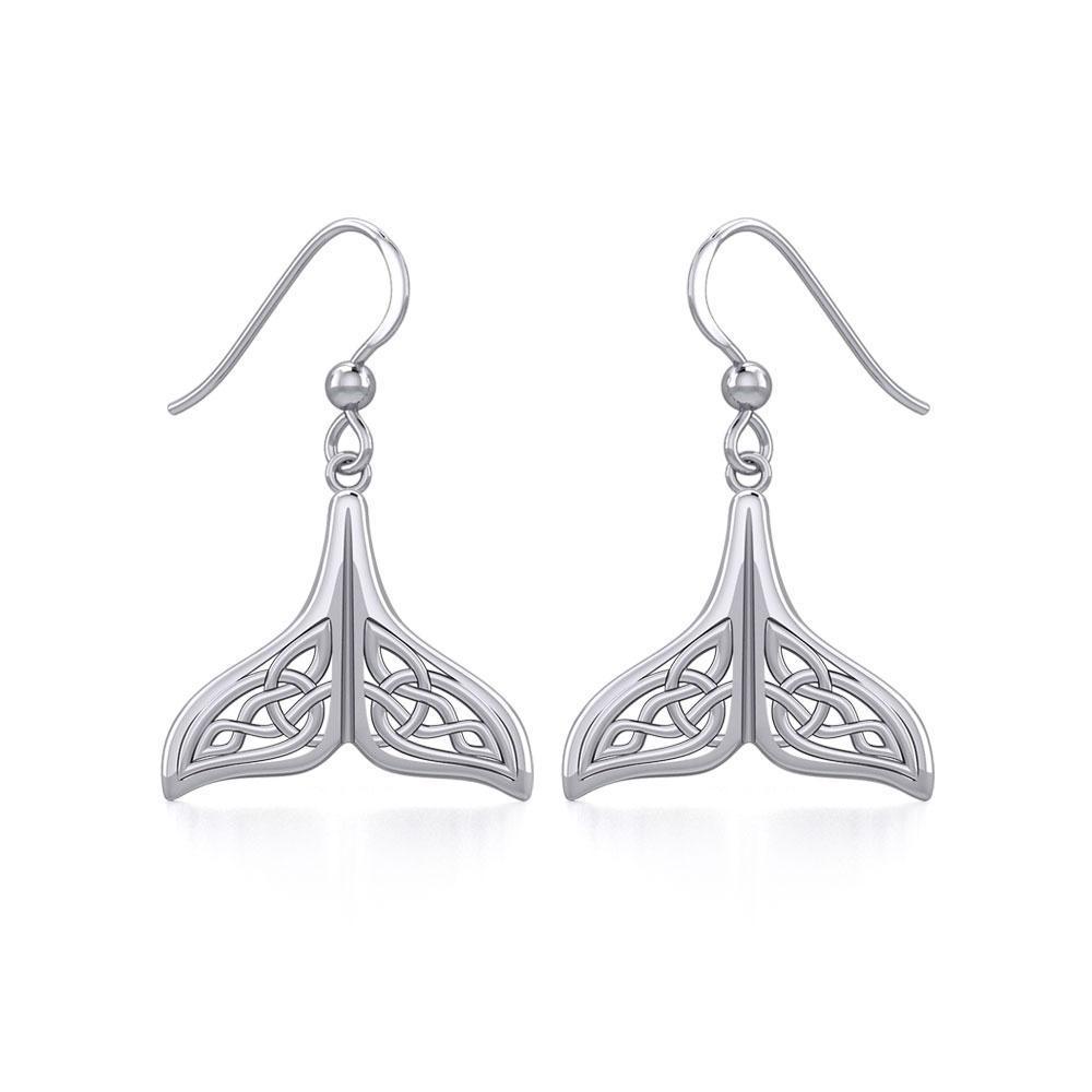 Celtic Knotwork Whale Tail Silver Earrings - DiveSilver Jewelry