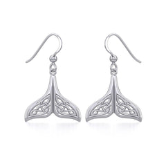Celtic Knotwork Whale Tail Silver Earrings - DiveSilver Jewelry