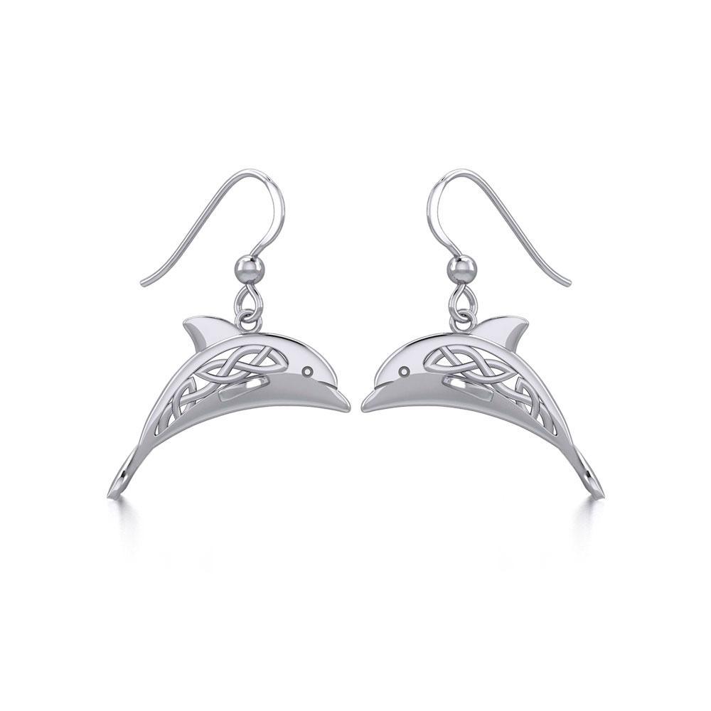 Celtic Joyful Dolphins Silver Earrings TER1951