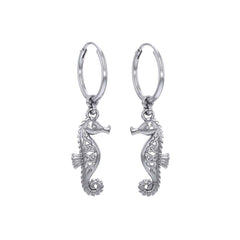 Celtic Knots Seahorse Silver Hoop Earrings TER2083 - DiveSilver Jewelry