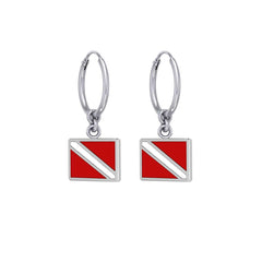 Divers Down Flag Sterling Silver Hoop Earring TER2086 - DiveSilver Jewelry