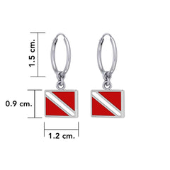 Divers Down Flag Sterling Silver Hoop Earring TER2086 - DiveSilver Jewelry