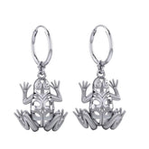 Knotwork Frog Silver Hoop Earrings TER2096 - DiveSilver Jewelry